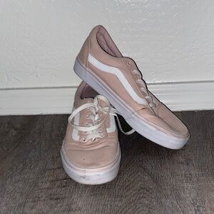 Vans Women's Pink and White Sneakers